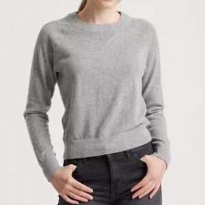 quince mongolian shrunken cashmere sweater - heather grey